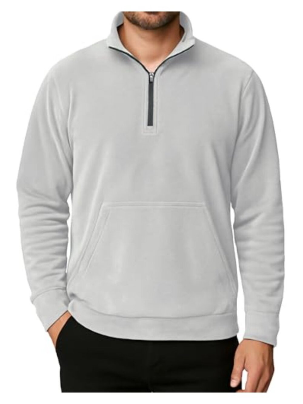Men's Quarter Zip Fleece Sweatshirt Mock Neck Pullover